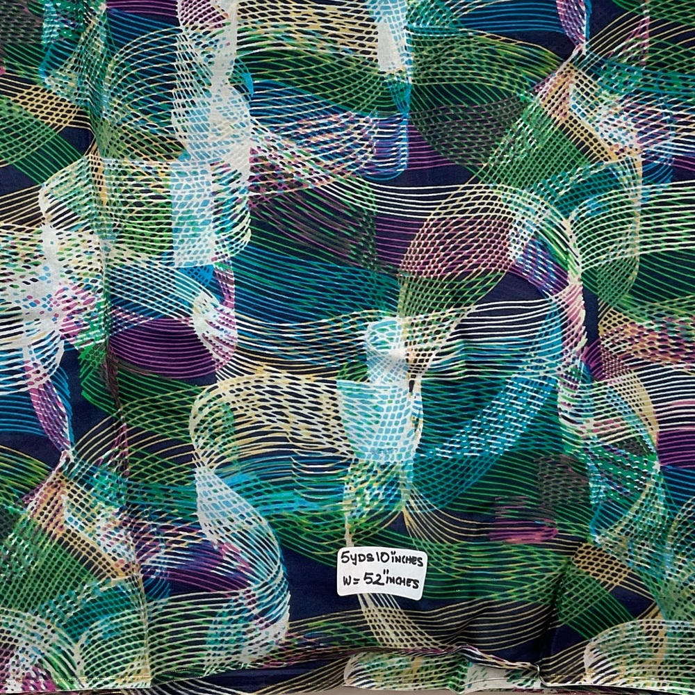 Printed subtle shine silk blend material total of 5 Yards 10 Inches Width 52”
